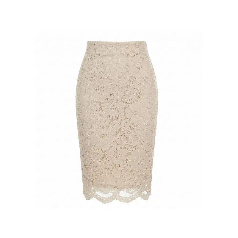 Saia de renda branca damasco feminina curta Slim fit Hip-embalado saia média cintura alta estilo francês temperamento su