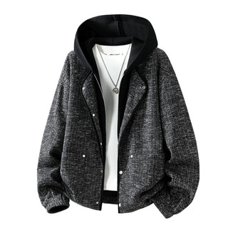 9XL jaqueta com capuz masculina falsa de duas peças solta jaqueta de carga primavera outono mais gordura plus Size na mo