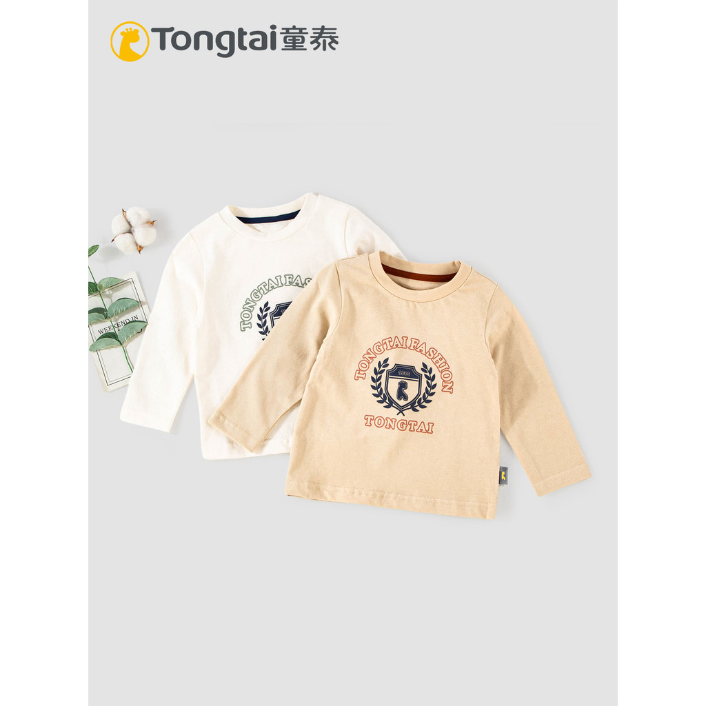 Tongtai primavera outono novo estilo crianças de manga comprida Casual All-Match camiseta masculino feminino bebê dos de