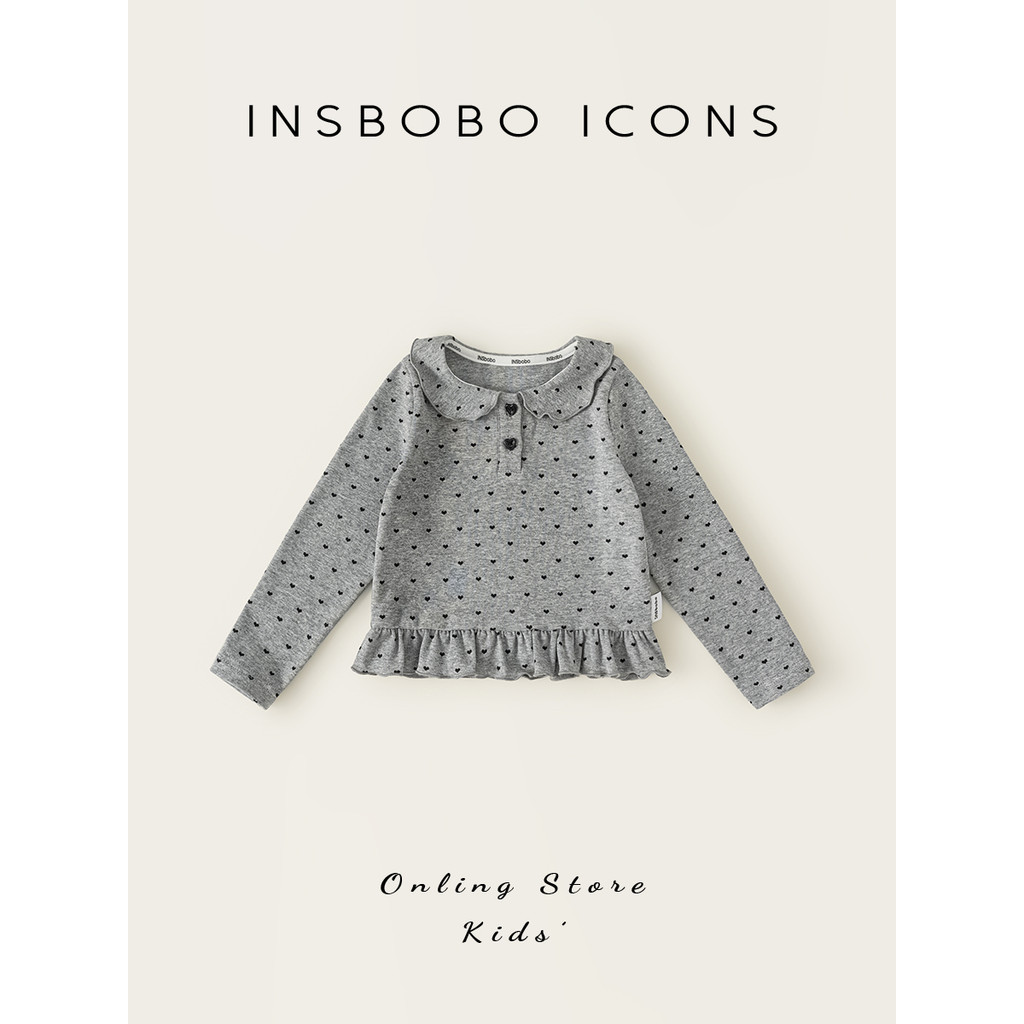 INSbobo meninas camiseta de manga comprida 2026 outono novo estilo bebê menina moda bolinhas topo crianças primavera out