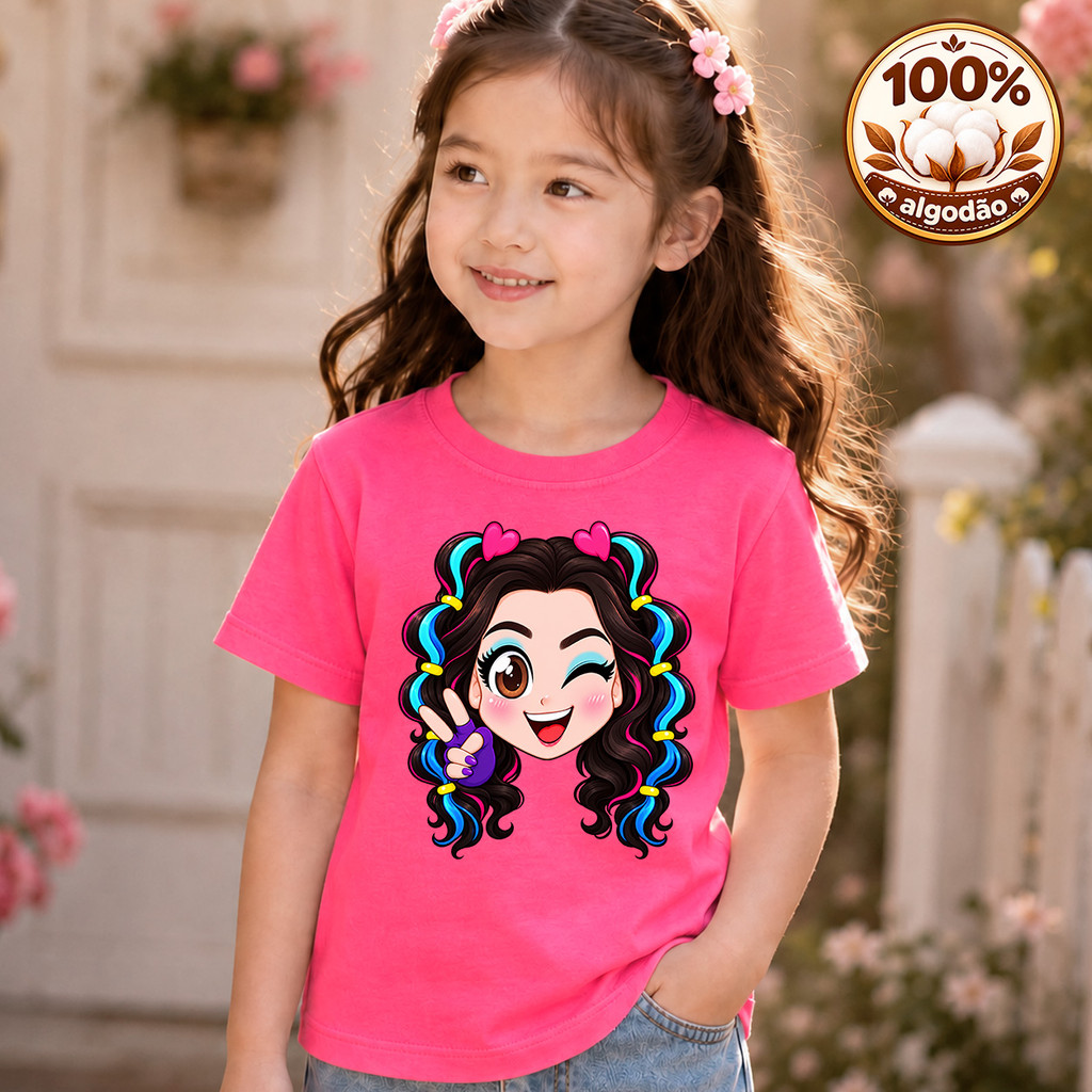 Camiseta Infantil Belinha Youtuber Menina 100% Algodão Estampa Personagem Presente Infantil - Exclusivo para Show
