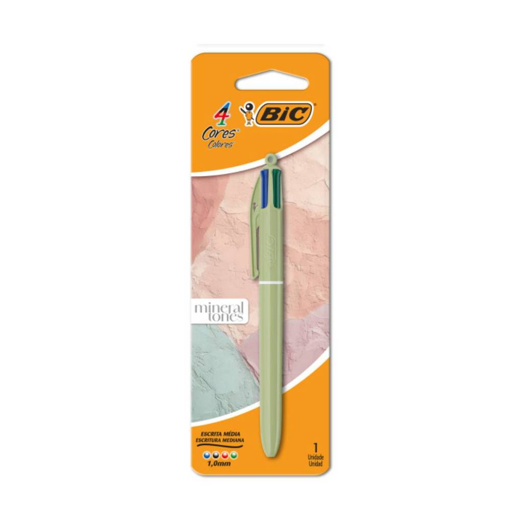 Caneta esferográfica 1.0 retrátil Tons Minerais Verde 4 cores Bic