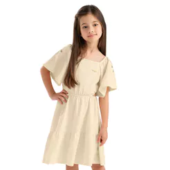 Vestido Infantil Menina Bordado Floral Colorittá Amarelo