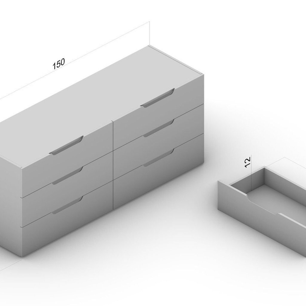 Cômoda para Quarto 6 Gavetas 150cm Madri Branco Branco — imagem 2 de 2