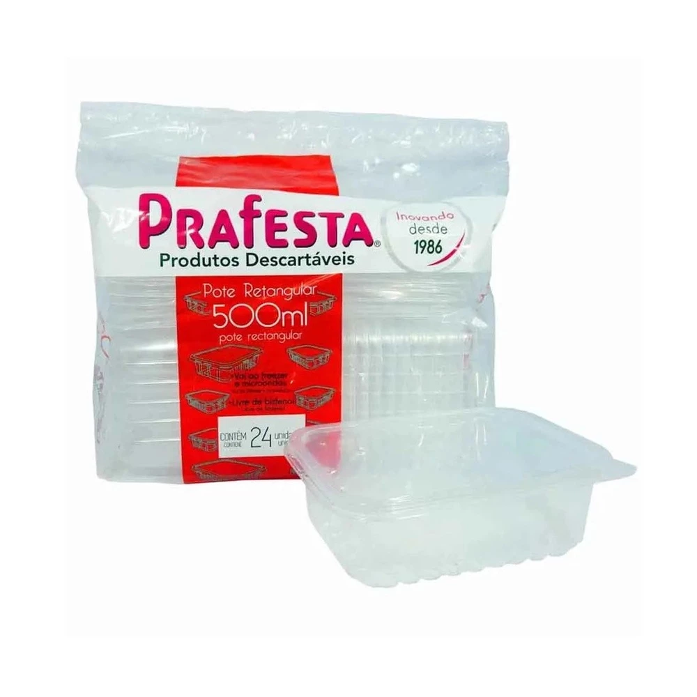 48un Pote 500ml Marmita Descartável Freezer Microondas -Prafesta