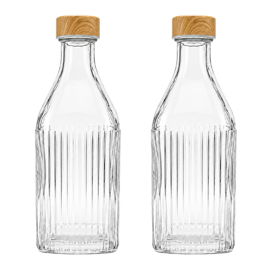 Kit 2 Garrafas De Vidro Agua Suco Bebidas Decoração 1 Litro