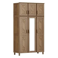 Guarda-Roupa Casal com Espelho 6 Portas 3 Gavetas Grécia Marrom/Imbuia Imbuia
