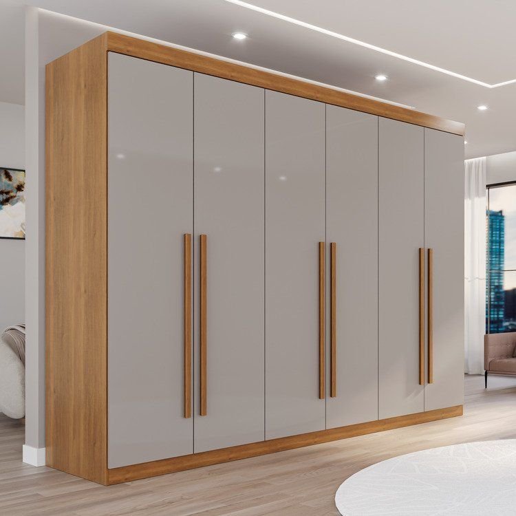 Guarda Roupa Casal 6 Portas 6 Gavetas Gramado 100% MDF Marrom/Cinamomo/Off White Cinamomo/Off White