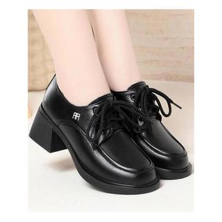 2026 Primavera Outono Novo Estilo Sapatos de Mãe de Couro Genuíno Sapatos Únicos Femininos Salto Médio Salto Grosso Idos