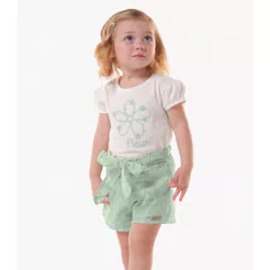 Conjunto Infantil Blusa Com Shorts Trick Nick Bege