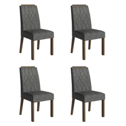 Kit 4 Cadeiras de Jantar 4256 com Espaldar Rustic/Silver Madesa