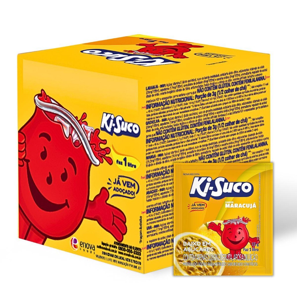 Caixa 15un Refresco Em Pó 15G Maracuja Ki-Suco ( Para 1L) em Oferta na Shopee