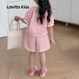 (NEW) Lovito Kids Conjuntos Elegantes de Shorts com Blocos de Cores e Laço Primavera/verão Rosa LNL119175 em Oferta na Shopee
