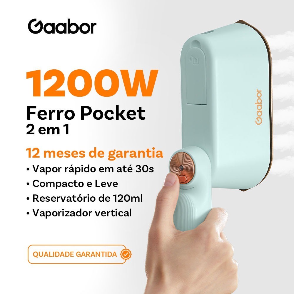 Gaabor Ferro de Vapor 220V Portatil Rapido Para Viagem Roupas Top Clean HM M01A em Oferta na Shopee