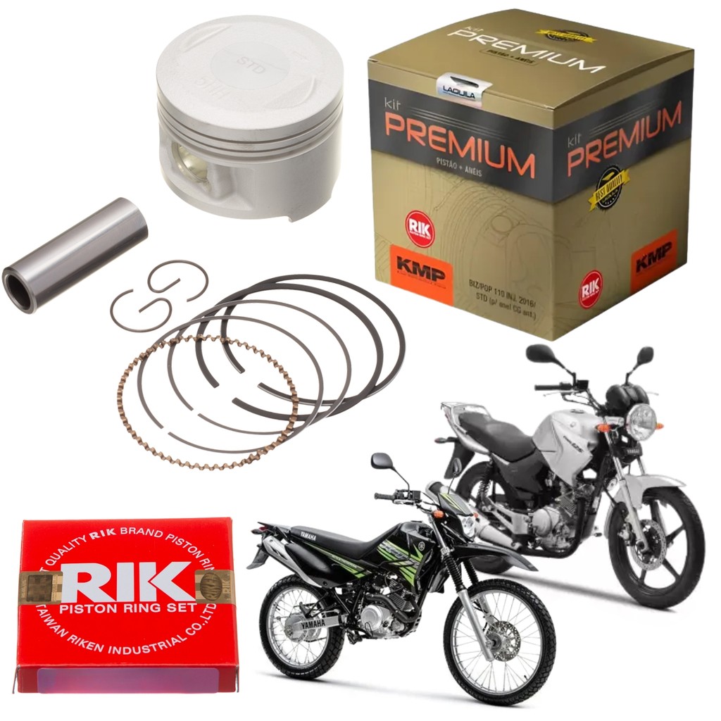 KIT PISTÃO KMP PREMIUM ANEL RIK 1.00 YAMAHA YBR FACTOR 125 XTZ 125