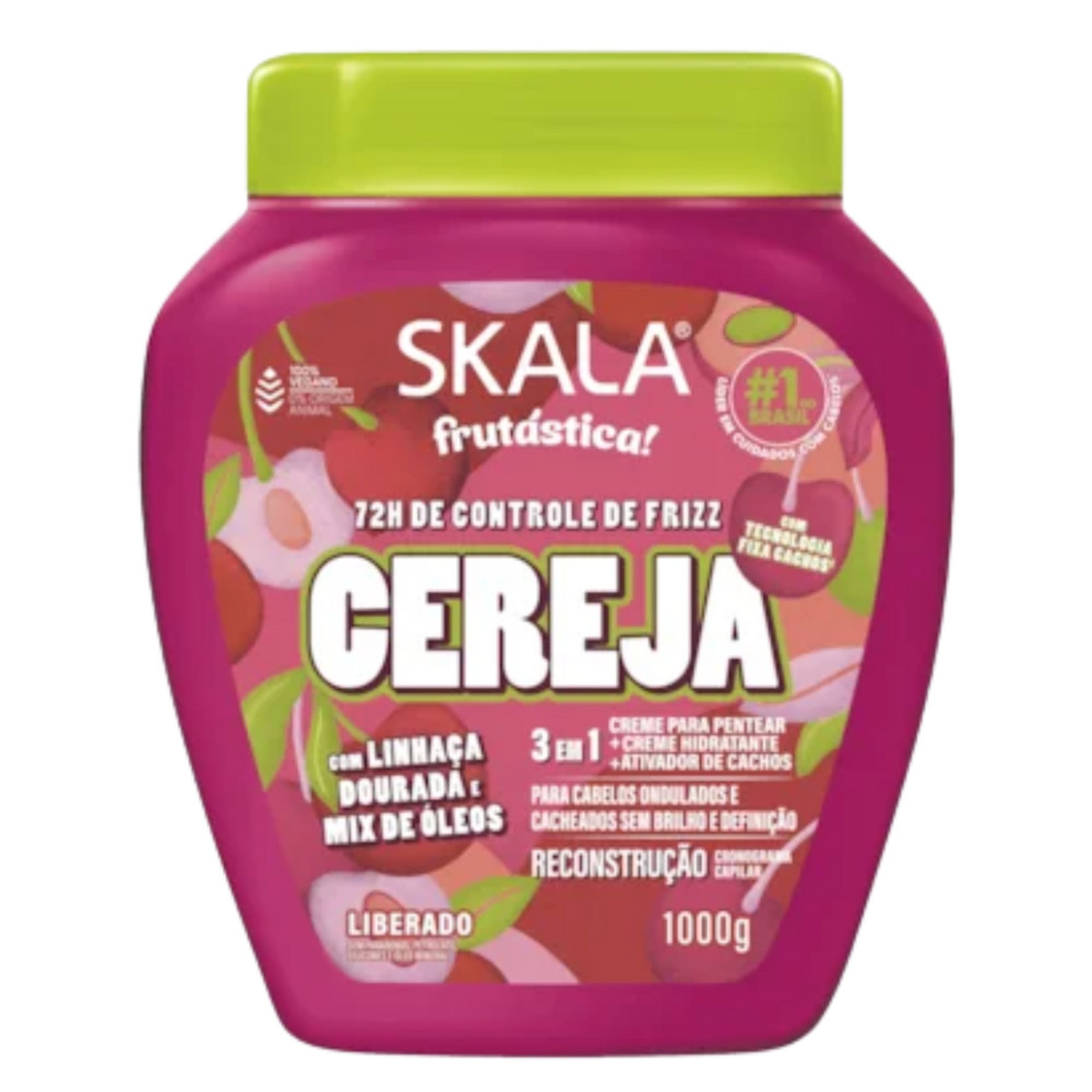 Creme de Tratamento 3 em 1 Skala Controle de Frizz Cereja 1000g em Oferta na Shopee