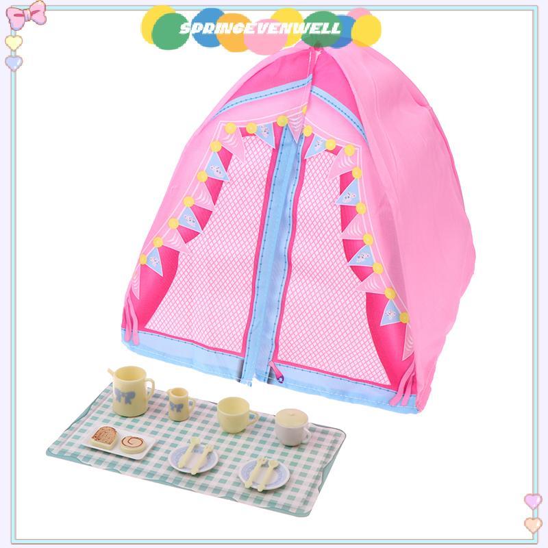 [springevenwell] 1/12 Casa De Bonecas Tenda Simulada Kit De Acampamento Piquenique Ao Ar Livre Decoração Micro Cena Ader — imagem 2 de 2