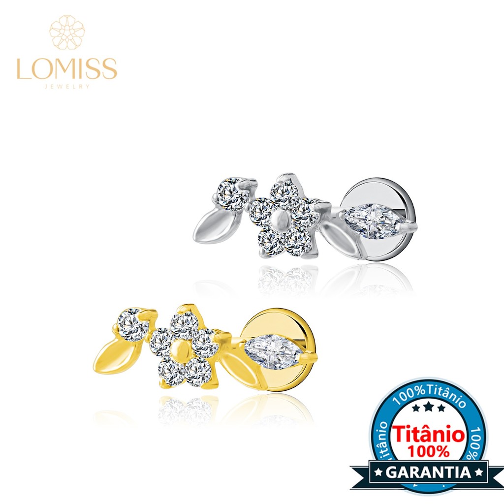 Piercing Orelha Labret Titânio Estrela Cluster Com Zircônia Cravejado Para Boca