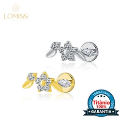 Piercing Orelha Labret Titânio Estrela Cluster Com Zircônia Cravejado Para Boca Tragus Helix Conch Nariz Cartilagem
