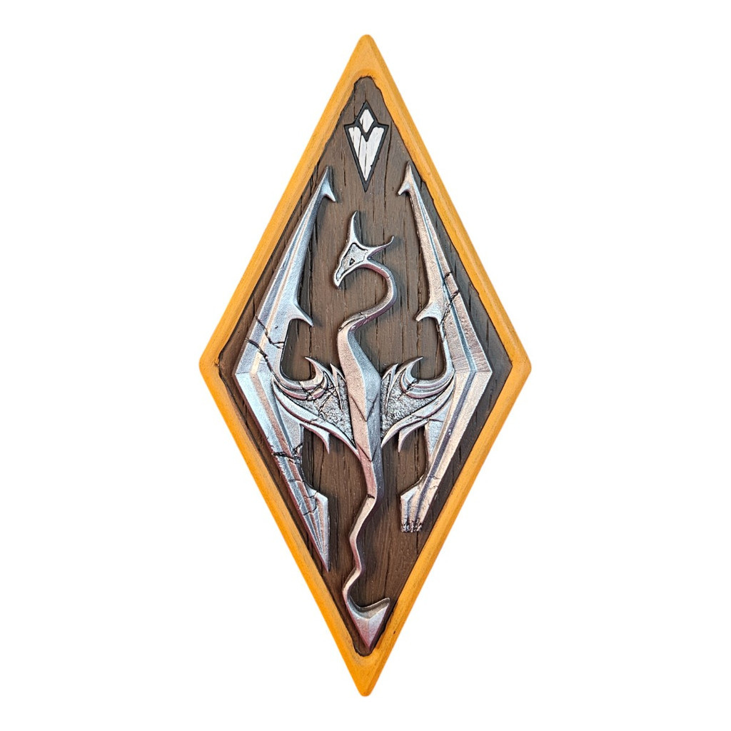 Quadro 3d Skyrim The Elder Scrolls V Emblema Dragão Resina