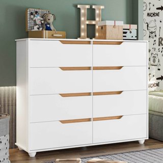 Cômoda Infantil 8 Gavetas Circus Branco/Freijó em Oferta na Shopee