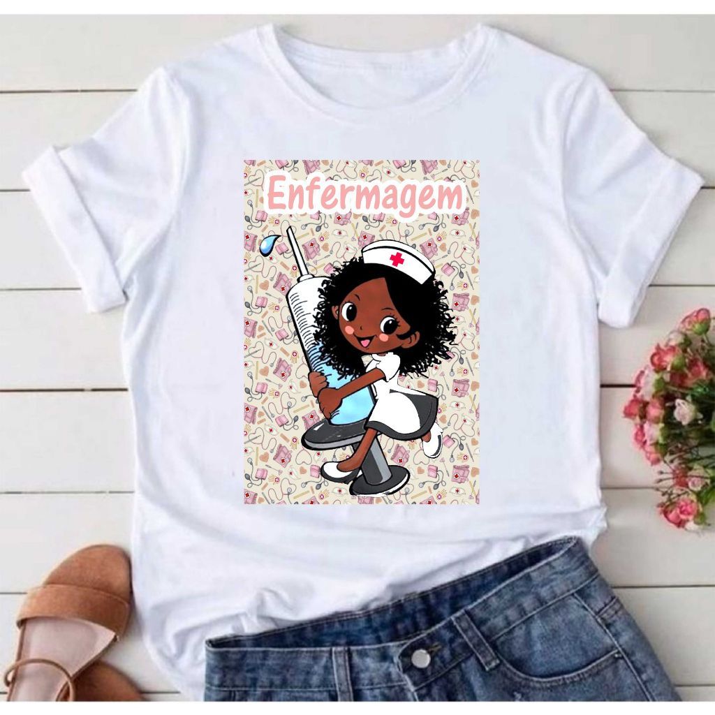 Camisa Tecnico de Enfermagem Enfermeira Enf Blusa 48 T-Shirt Camiseta  Blusa Feminina  Unissex DR