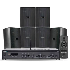 Kit Som Ambiente P/ Academias Frahm Slim 2500 + 6 Cxs Ps200 Preto 160 RMS - Frahm