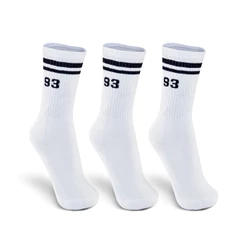 Kit com 3 Meias QIX Internacional 93 Original Cano Alto Algodão Preto Branco