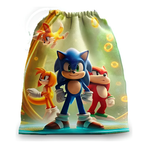 10 sacolinhas personalizada tecido SONIC para lembrancinhas de festa de aniversario 30cmx20cm