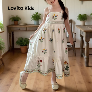 (BKF1) Lovito Kids Vestido Fofo com Franzido para Menina Ideal para primavera/verão L153ED169 em Oferta na Shopee