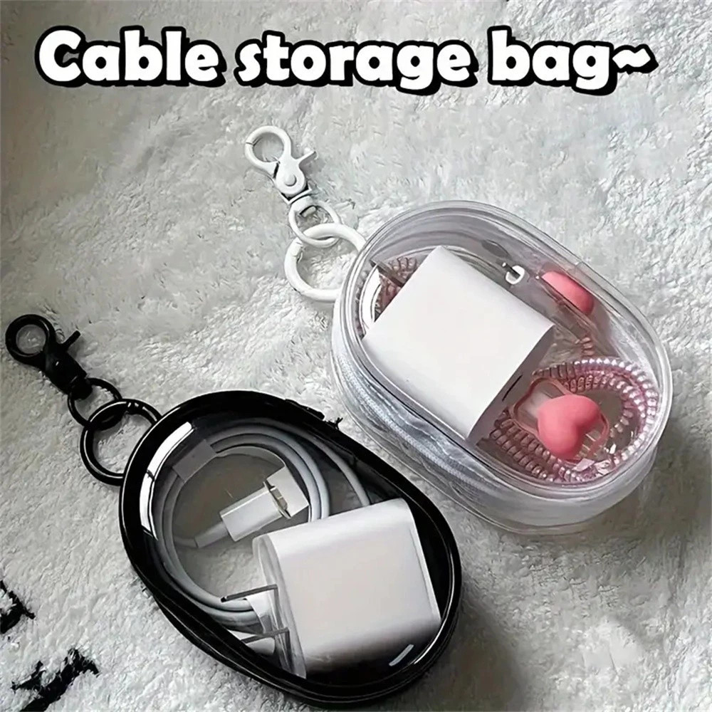 Mini Bolsa Portátil Com Zíper Transparente : Organizadora De Viagem Multifuncional Compacta Para Fones De Ouvido E Carre