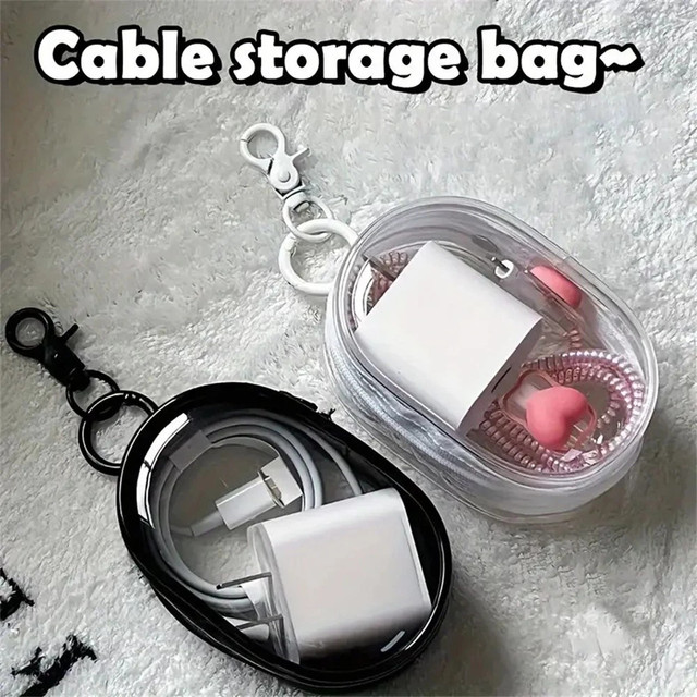 Mini Bolsa Portátil Com Zíper Transparente : Organizadora De Viagem Multifuncional Compacta Para Fones De Ouvido E Carre