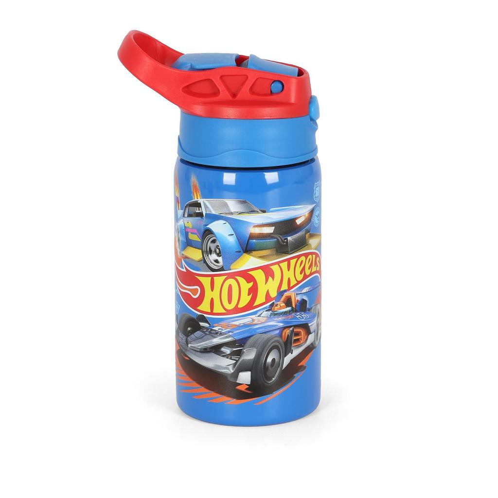 Garrafa de Água Infantil 500 ml Aço Hotwheels Azul