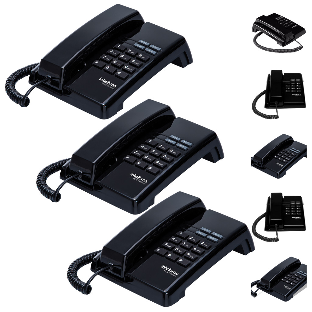 Kit 3 Aparelhos Telefones com Fio Intelbras TC 50 Mesa ou Parede para Escritório Consultório