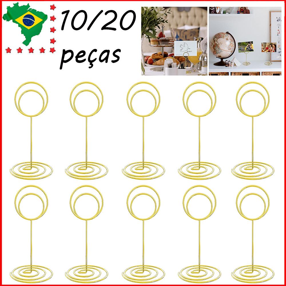 Porta-cartões de mesa 10/20 pçs – Suporte de mesa de arame para fotos, suporte para cartões de lugar, casamentos, festas em Oferta na Shopee