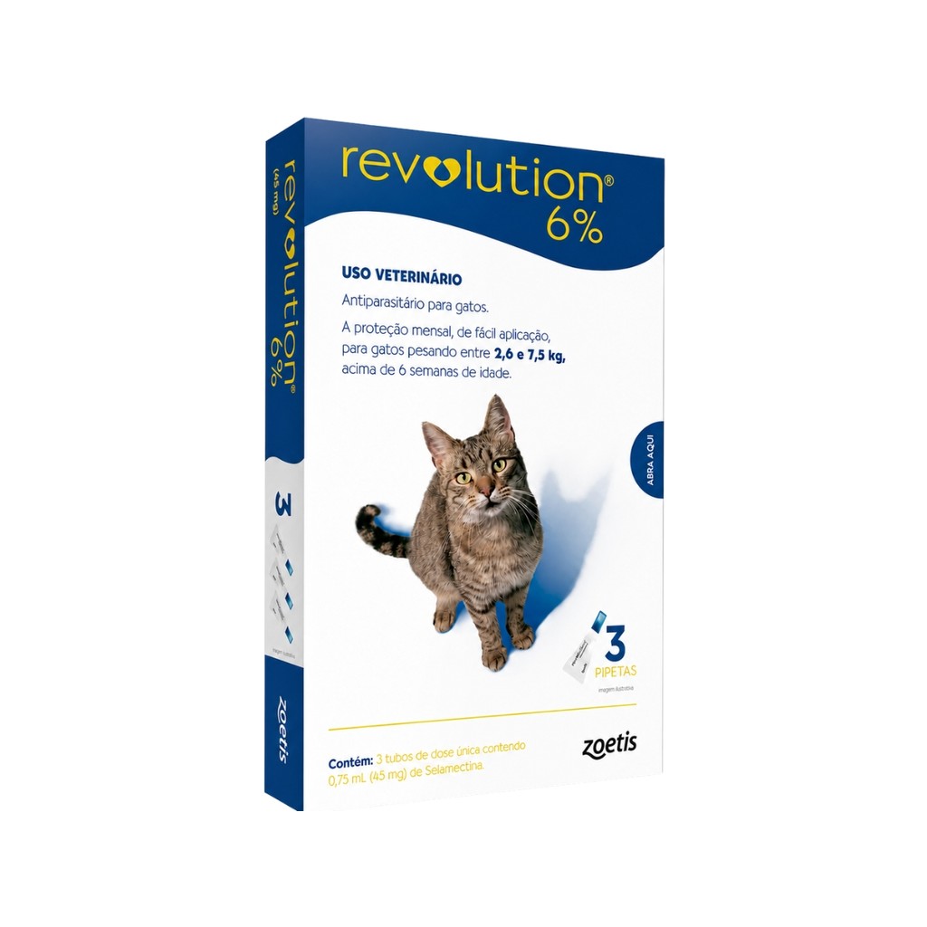 Antipulgas Revolution Gatos 2,6kg A 7,5kg 3 Pipetas