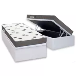 Conjunto Box Baú Solteiro: Colchão Espuma Ortobom D33 Light Saúde + Base CRC Courano White(88x188)