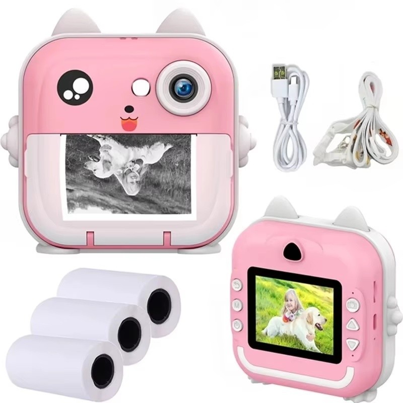 Instant Print Mini Câmera de Vídeo Digital para Crianças Tela HD 1080P Brinquedo ao ar livre Papel Térmico Crianças Capi