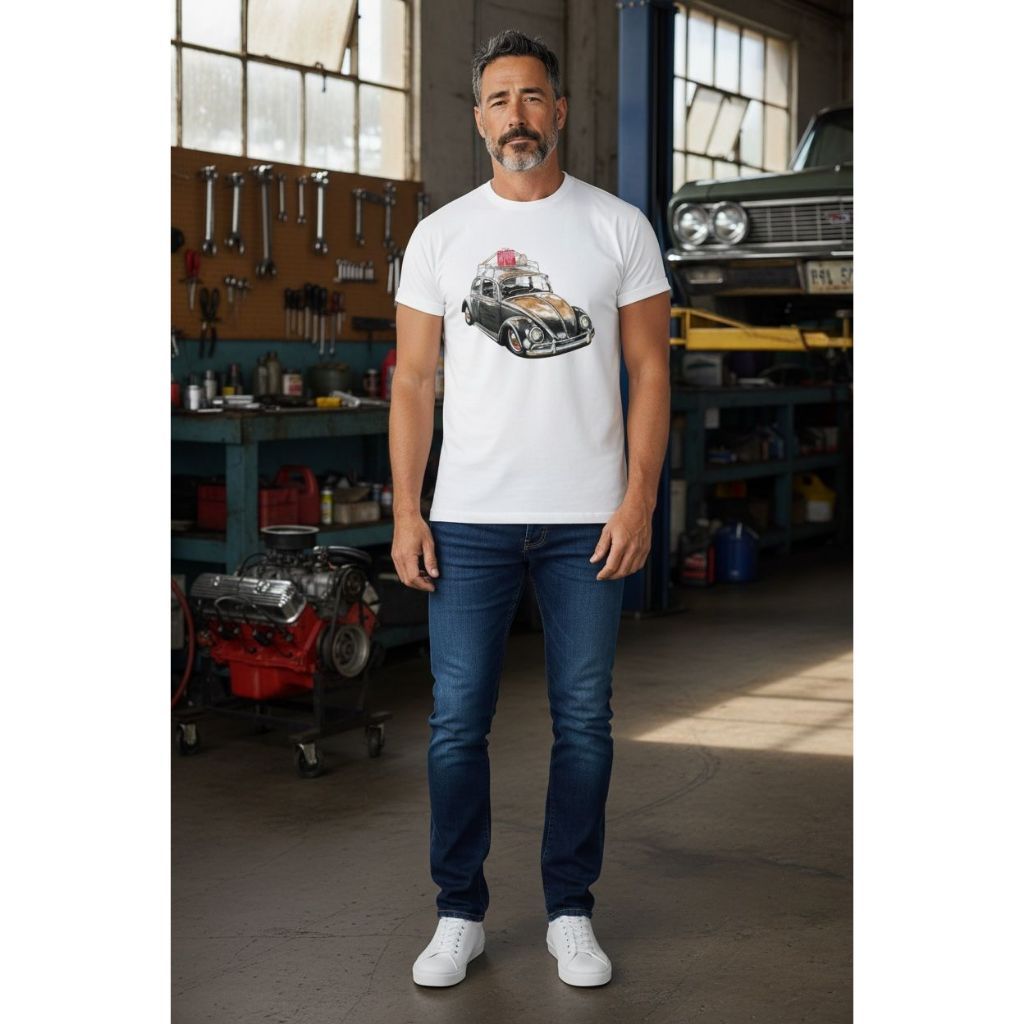  Camiseta Masculina Fusca Vintage Estampado–100% Algodão Premium,Estilo Automotivo Retrô Exclusivo,Conforto e Qualidade