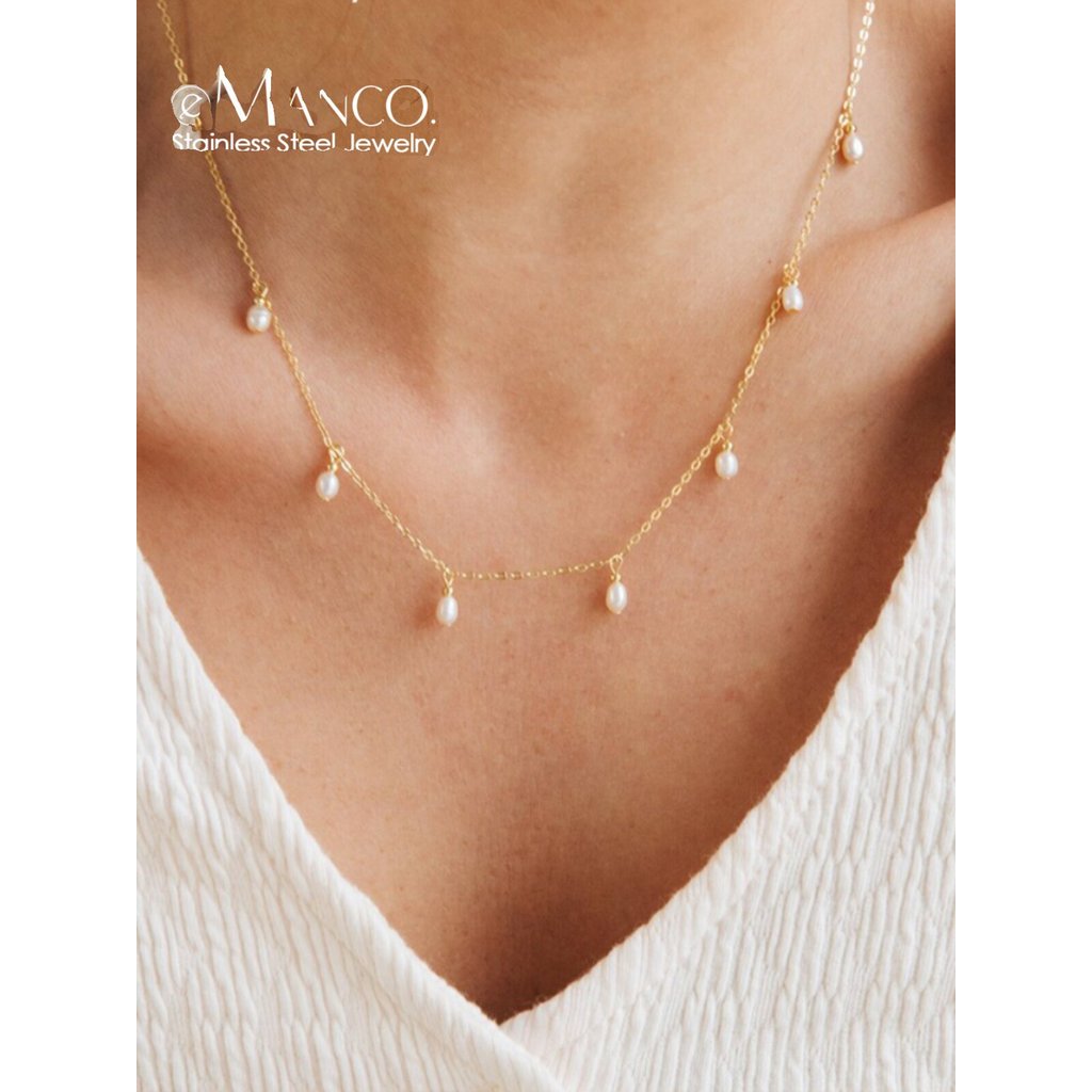 colar colar femenino EManco nicho luz luxo imitação pérola colar imitação pérola borla colar clavícula corrente feminino