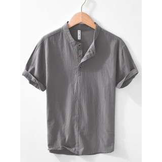 Camiseta masculina de manga curta de linho de cor sólida novo estilo chinês algodão linho tecido camiseta topo solto