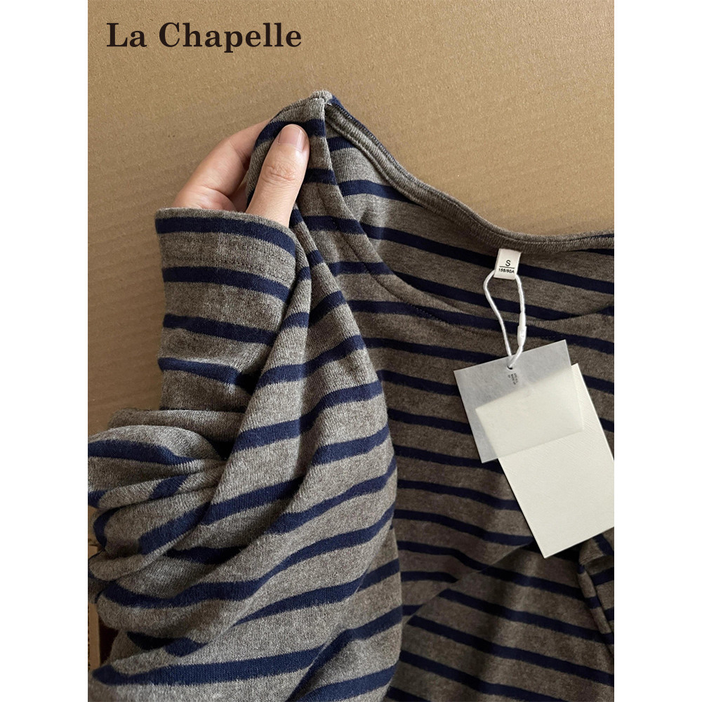Lacher Bell estilo preguiçoso listrado manga comprida camiseta feminina primavera outono 2026 novo estilo estilo coreano