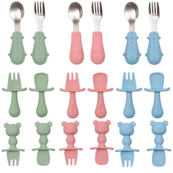 Kit Talheres Inox Colher Garfo Buba Silicone Bebê Introdução Talher Escolar Lancheira Infantil