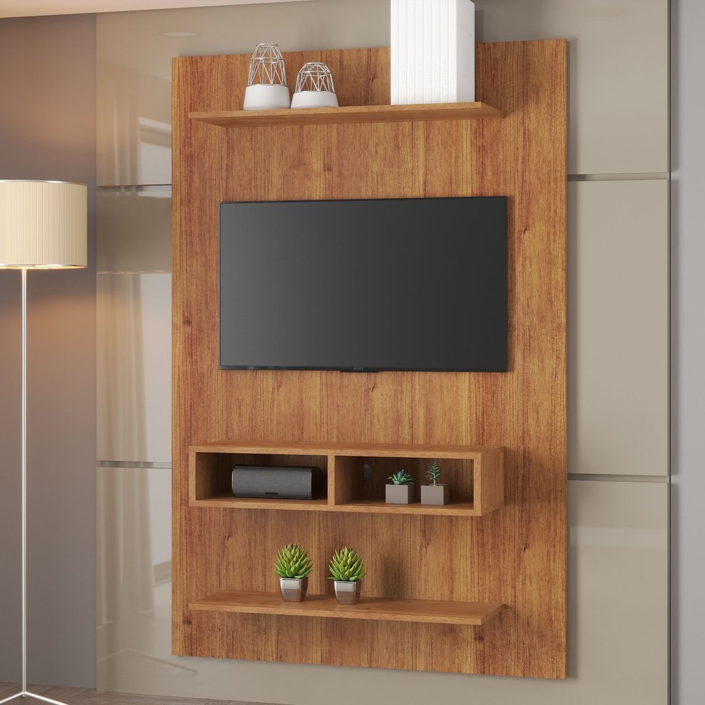 Painel para TV até 50 Polegadas 115,2CMX180CM 2 Nichos Mister Marrom Mel