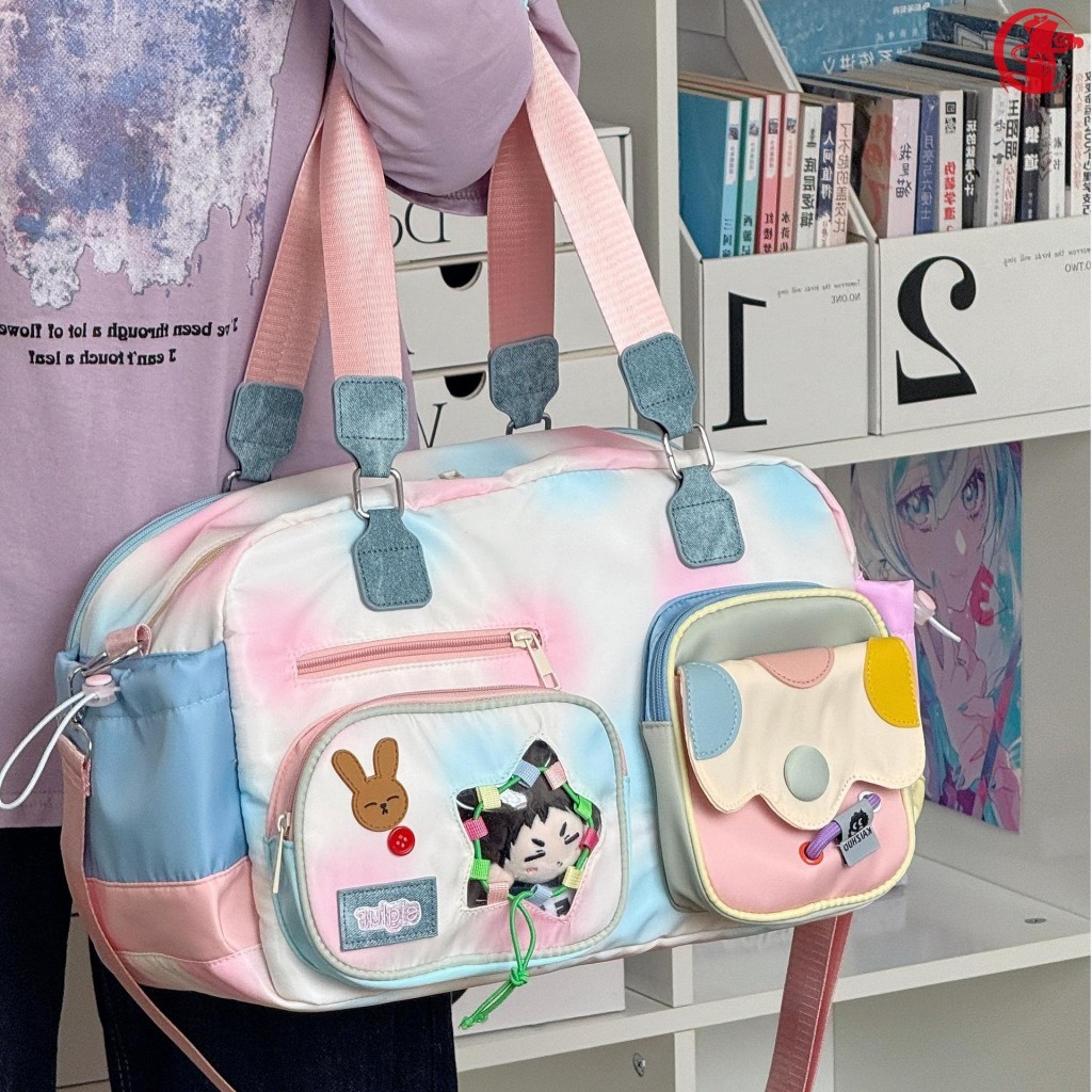 Bolsa De Viagem Expansível Estilo Coreano-Bagagem Fofa De Grande Capacidade Para Viagens Curtas