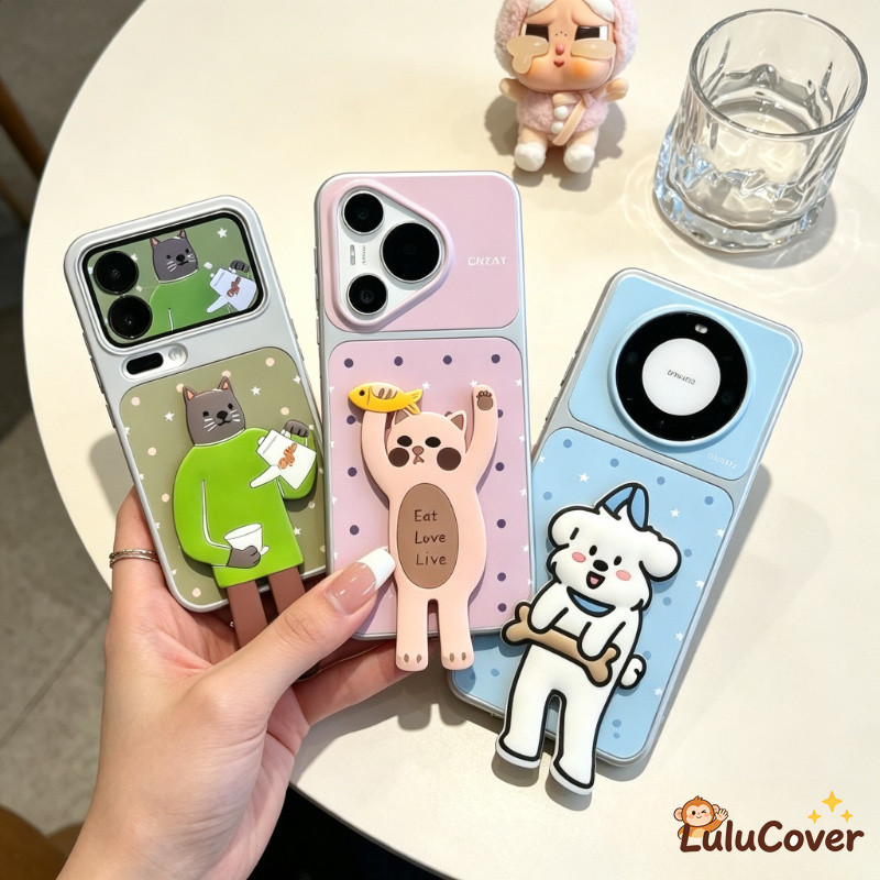 Capa De Suporte Dobrável De Animal Fofo De Desenho Animado Para Samsung Galaxy A07 M07 F07 A06 M06 F06 A05S M05 A04S A04