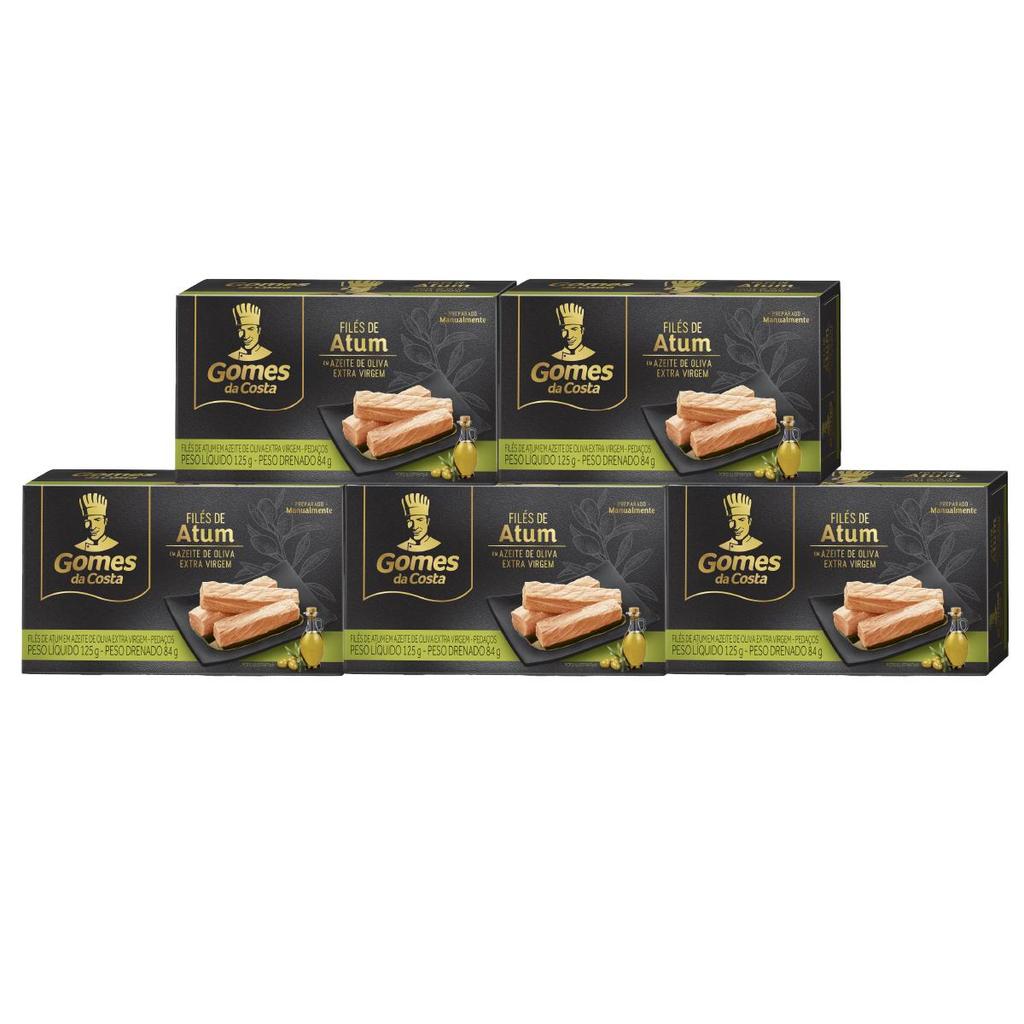 Kit 5 UN - Filés de Atum em Azeite de Oliva - Palitos - 125g - Gomes da Costa