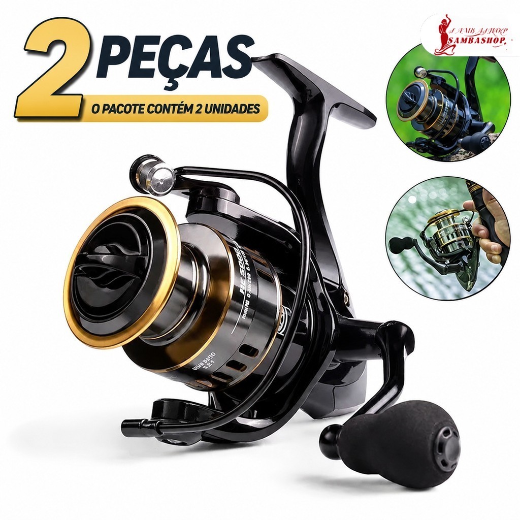 2 UNIDADES Carretilha Moinho de Pesca HE 1000-7000 Metal EVA 10kg Máximo Água Salada Oceano Carretel Metálico