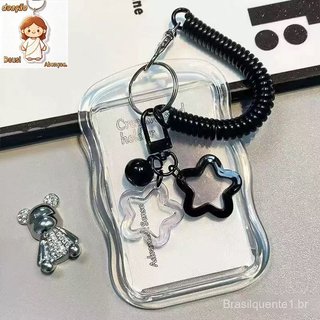 Porta-Cartões Fotográficos Fofo Kpop Star Wave Photocard Chaveiro Transparente