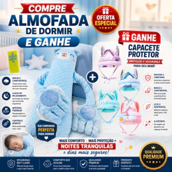 Almofada Infantil Para Dormir Com Capacete Protetor de Bebê Brinde